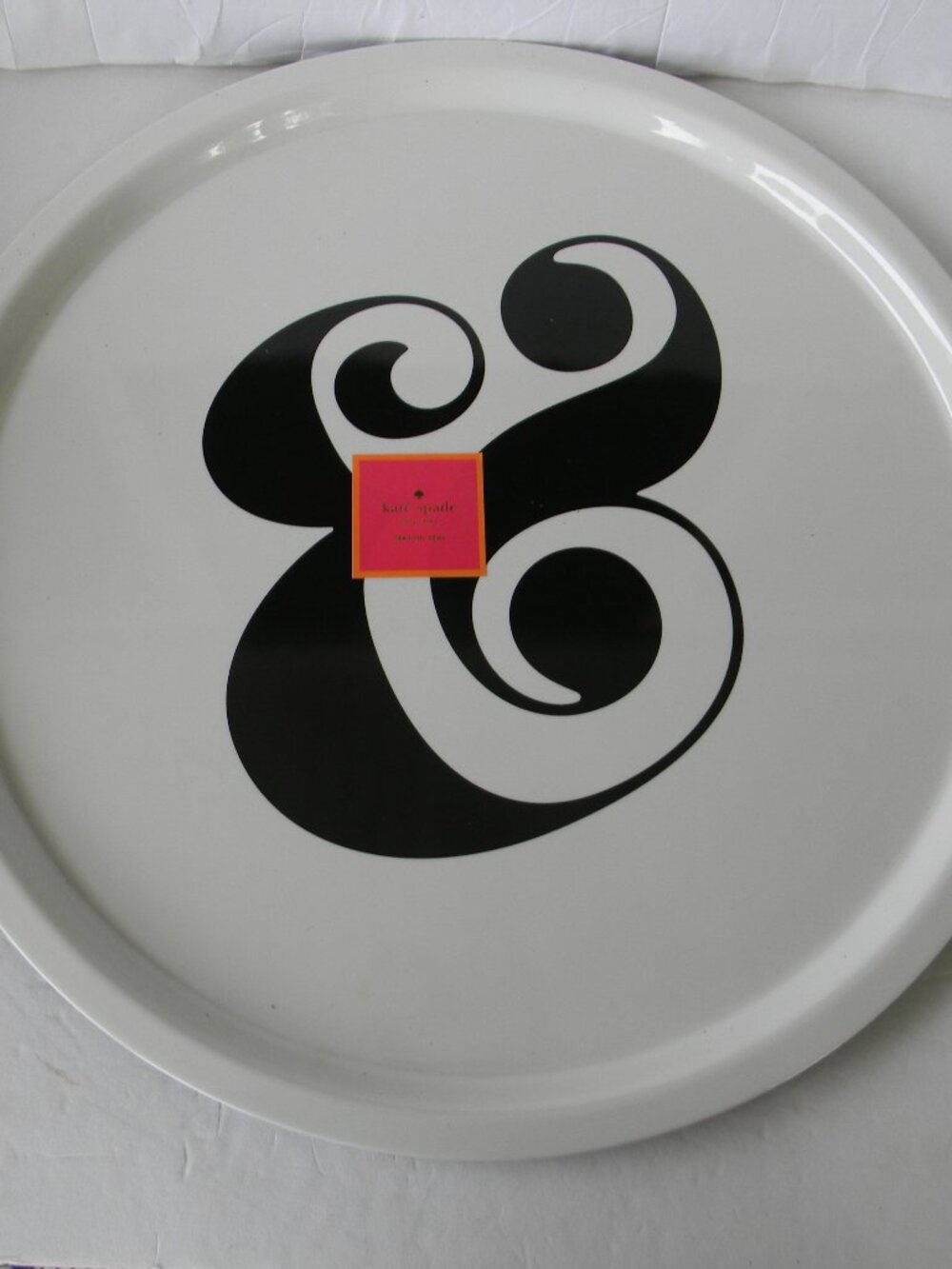 NEW KATE SPADE "RAISE A GLASS" LARGE WHITE CIRCLE SERVING MELAMINE TRAY